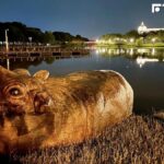 博物館驚魂夜台南版？奇美博物館河馬雕像「自己下水」　網笑：一定是法老王來了