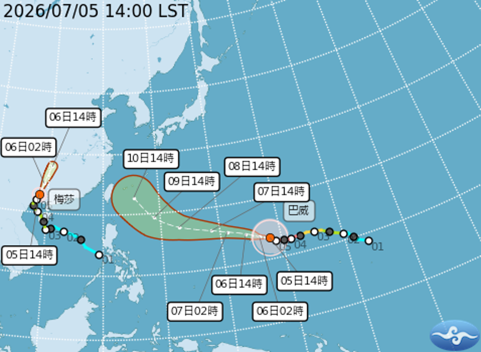 巴威明強度將達巔峰「最快週四發布海陸警」 歐洲最新預測:從花蓮登陸